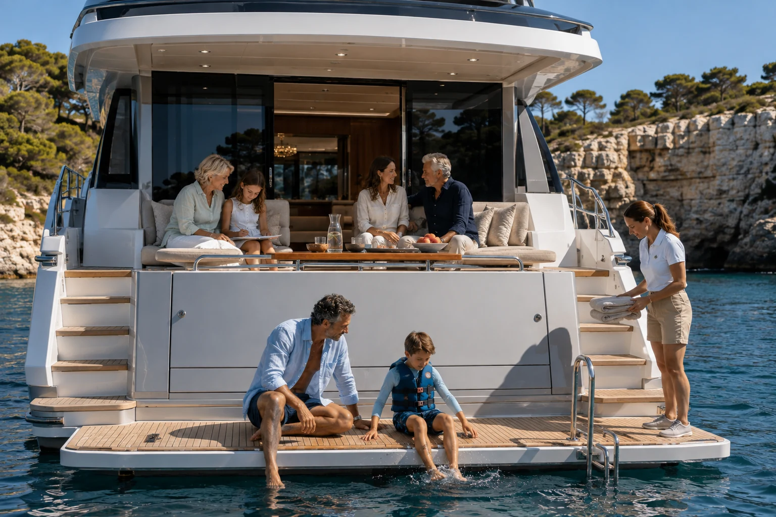Eine Familie erlebt unterschiedliche Rhythmen auf derselben Yacht