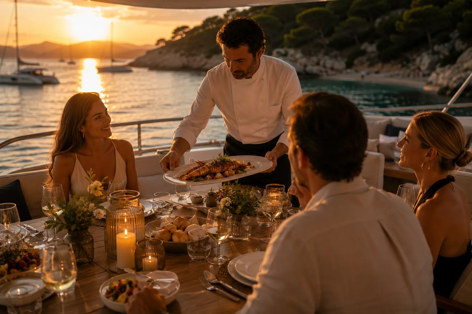A sunset dinner overlooking the Mediterranean