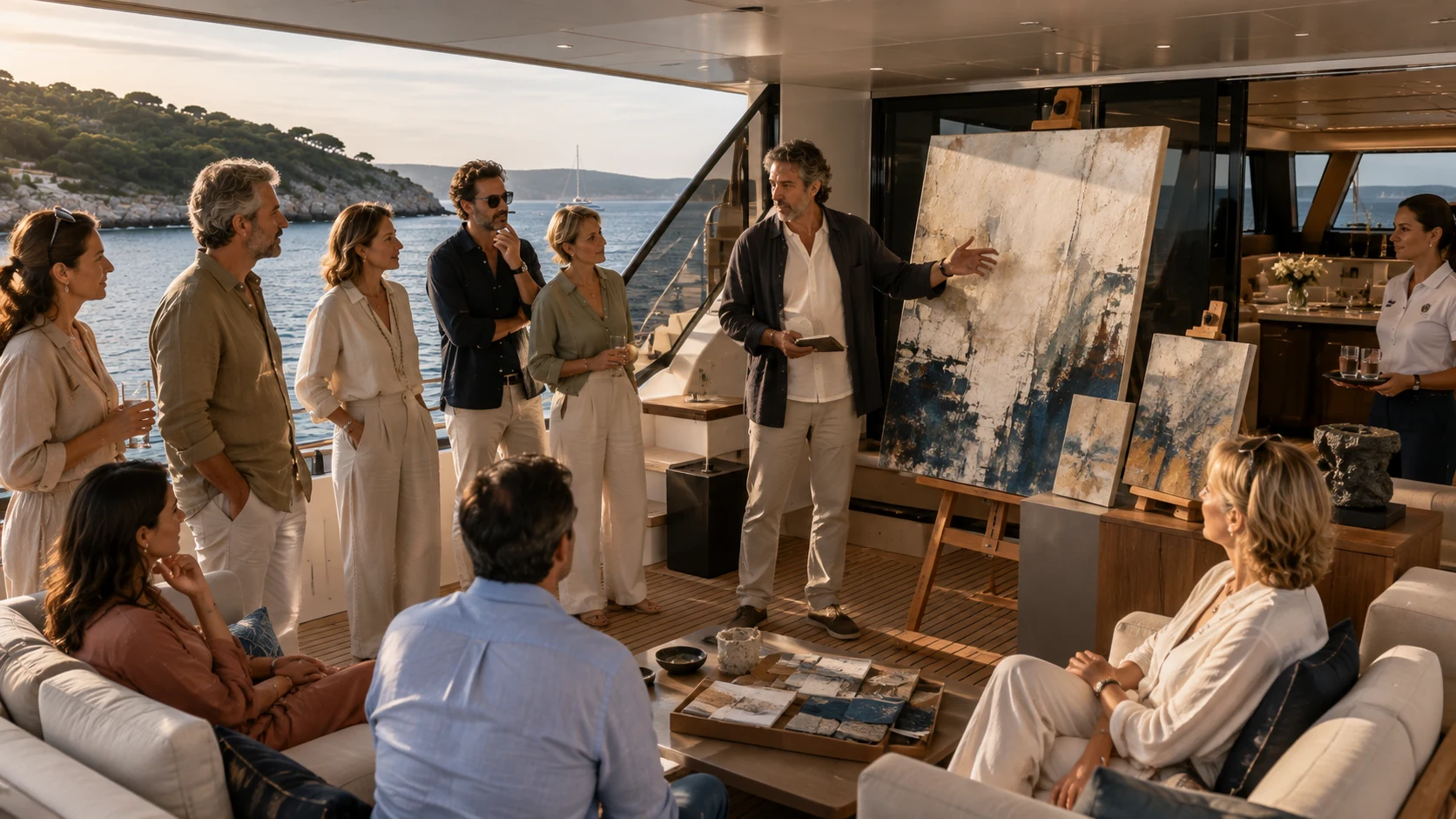 Private vernissage with an artist aboard a yacht